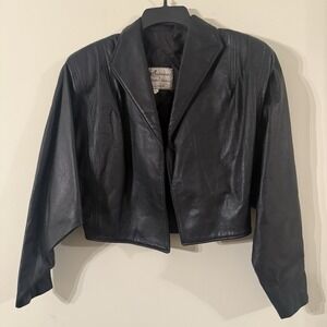 VTG Continental Leather Black Cropped Jacket Women's Medium Rock 80's/90's USA